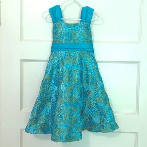 Rare Editions aqua and lime green dress, size 4/4T